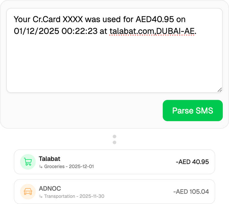 SMS parser interface